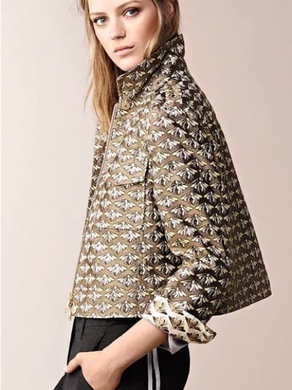 Luisa Cerano Bronze Metallic Silver Jacquard Bumble Bee Sweet Emotion Jacket 14